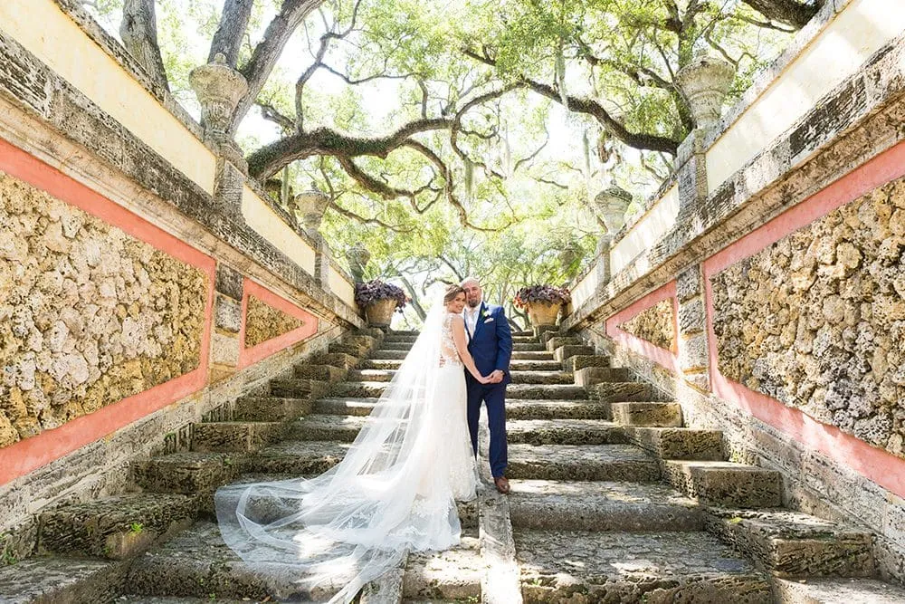 Elegant wedding ceremony setup at Vizcaya Museum and Gardens